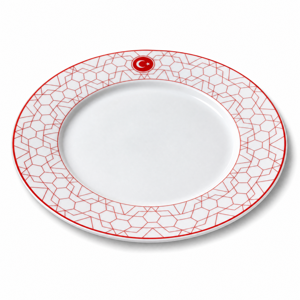 CUMHURİYET SERİSİ KIRMIZI DESENLİ TABAK SETİ
