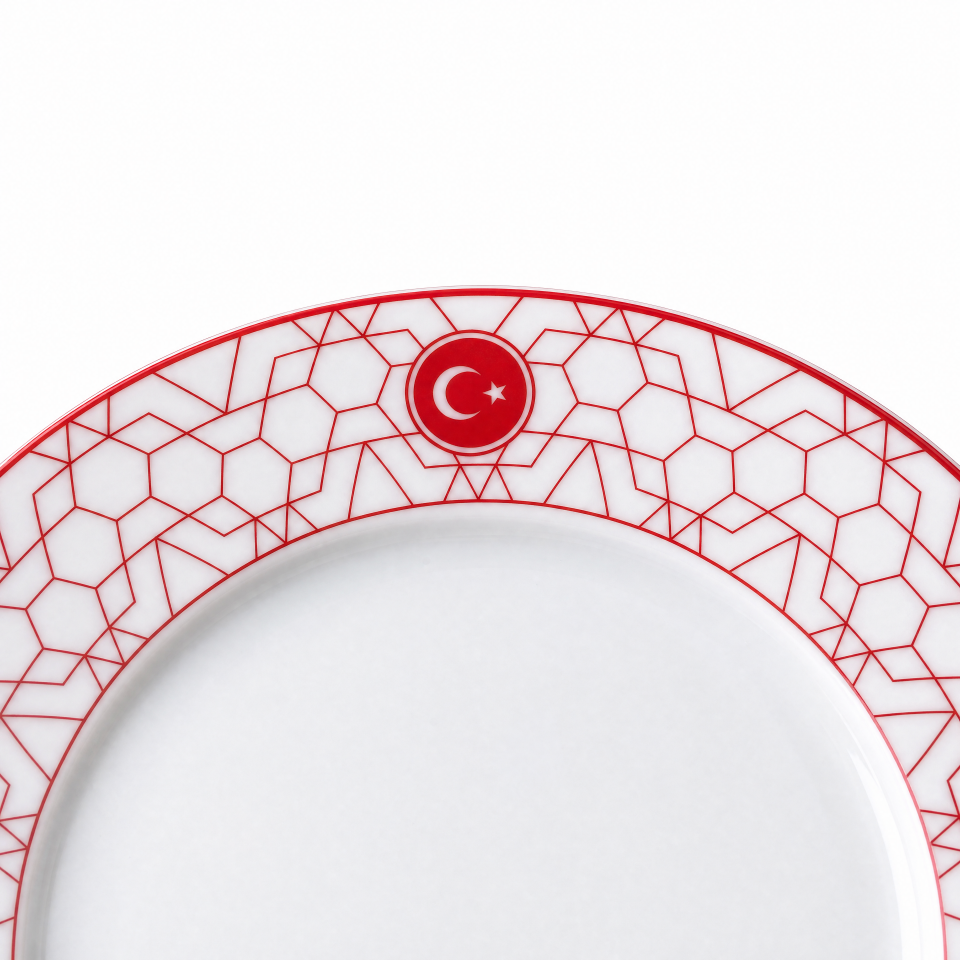 CUMHURİYET SERİSİ KIRMIZI DESENLİ TABAK SETİ