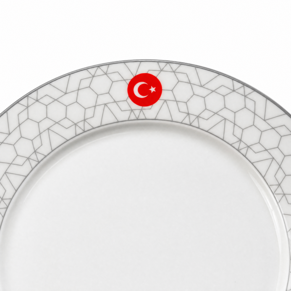 CUMHURİYET SERİSİ GRİ DESENLİ TABAK SETİ