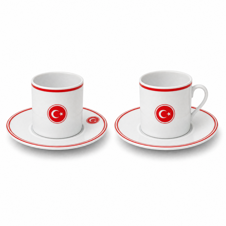 CUMHURİYET SERİSİ  KIRMIZI ÇERÇEVELİ  KAHVE SETİ