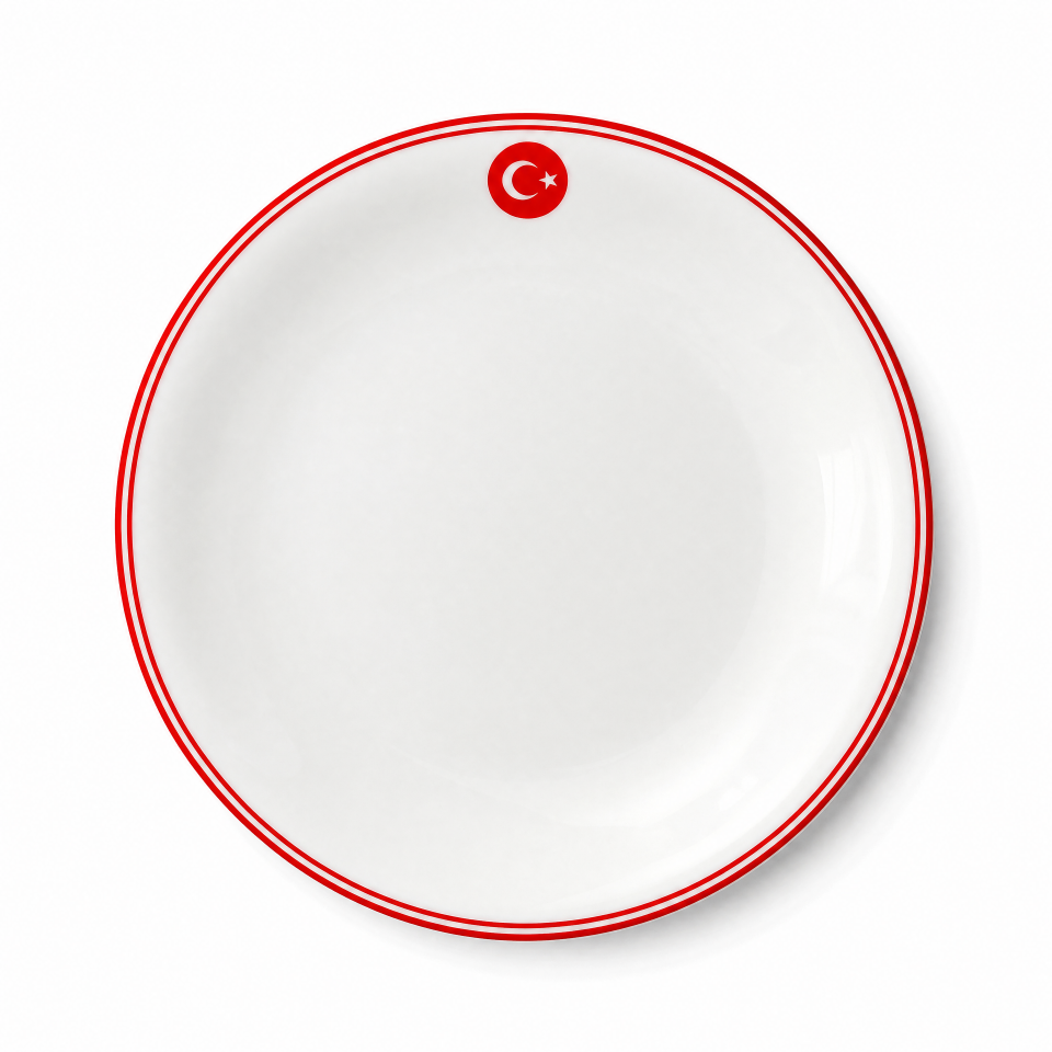 CUMHURİYET SERİSİ KIRMIZI ÇERÇEVELİ TABAK SETİ