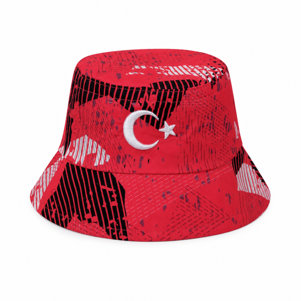 TÜRKİYE MİLLİ TAKIMI GEOMETRİK DESENLİ KOVA ŞAPKA