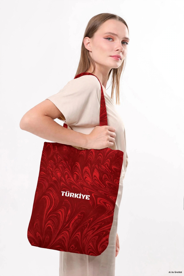 MİLLİ TAKIM EBRU DESENLİ OMUZ ÇANTASI