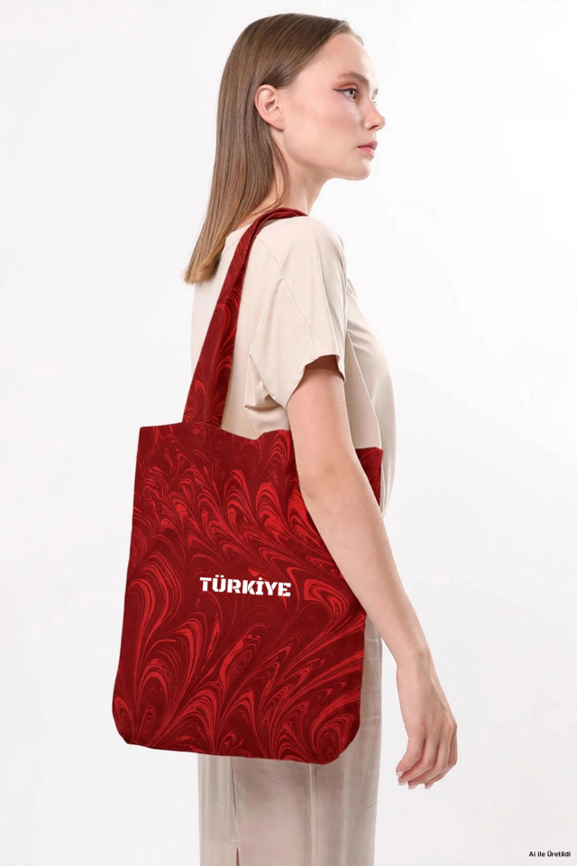 MİLLİ TAKIM EBRU DESENLİ OMUZ ÇANTASI