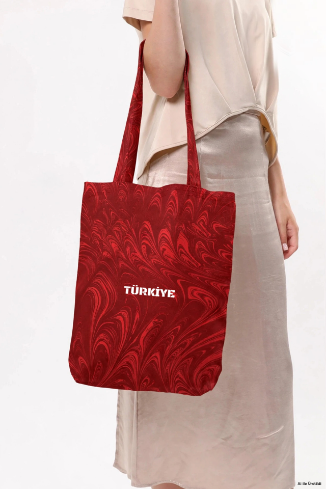MİLLİ TAKIM EBRU DESENLİ OMUZ ÇANTASI