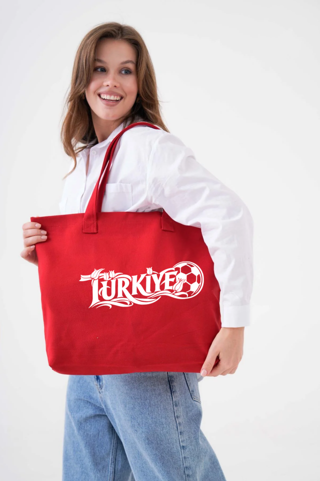 MİLLİ TAKIM KIRMIZI TÜRKİYE BASKILI KANVAS ÇANTA