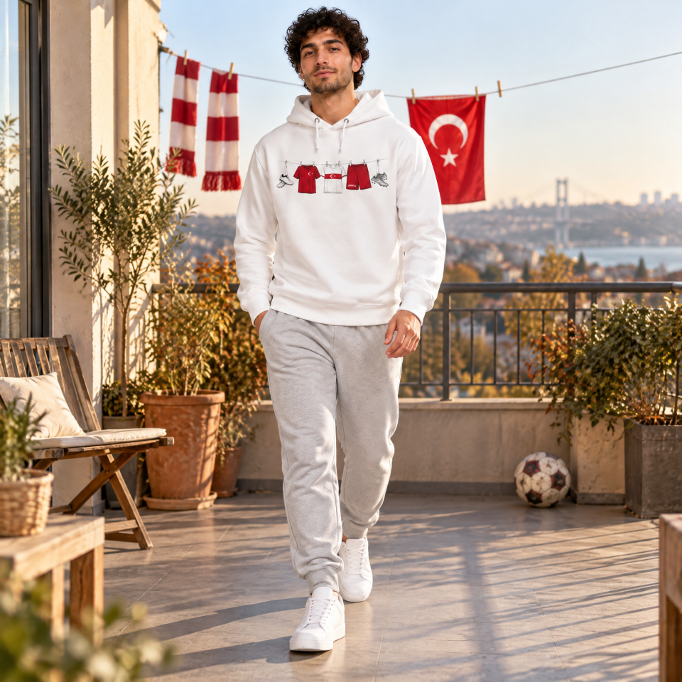 Forma Baskılı Kapüşonlu Sweatshirt