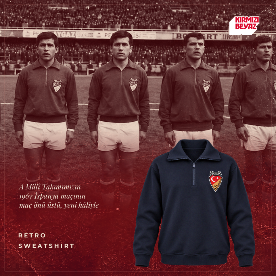 CUMHURİYET SERİSİ RETRO UZUN YAKA LACİVERT SWEATSHİRT
