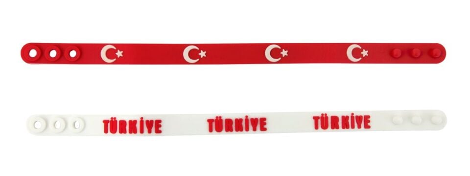 KIRMIZI-BEYAZ KABARTMA BİLEKLİK 2'Lİ