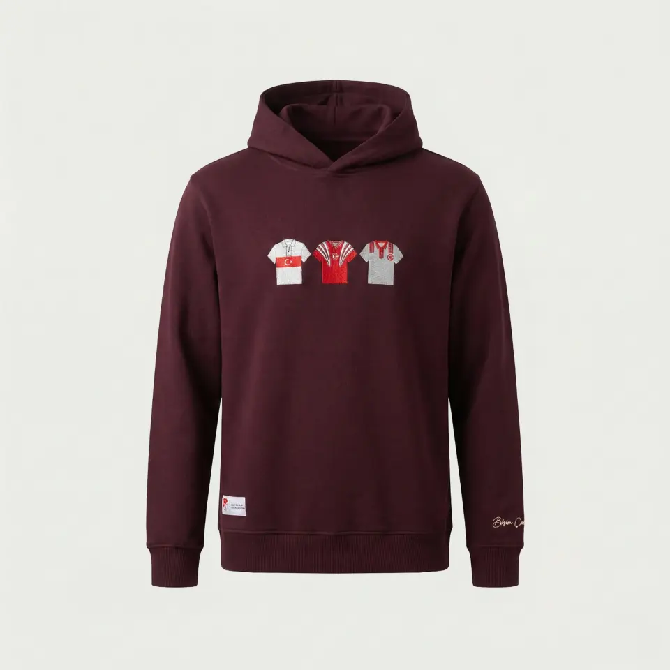 RETRO FORMA NAKIŞLI HOODİE L - ANTRASİT