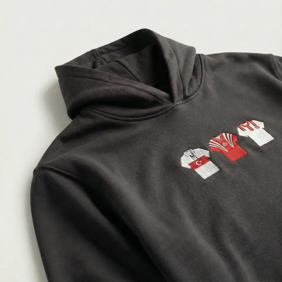 RETRO FORMA NAKIŞLI HOODİE XXL - ANTRASİT