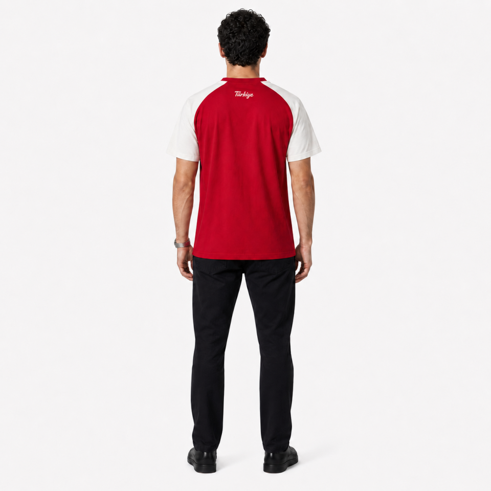 Turkey National Team Crescent-Star Printed V-Neck T-SHIRT S