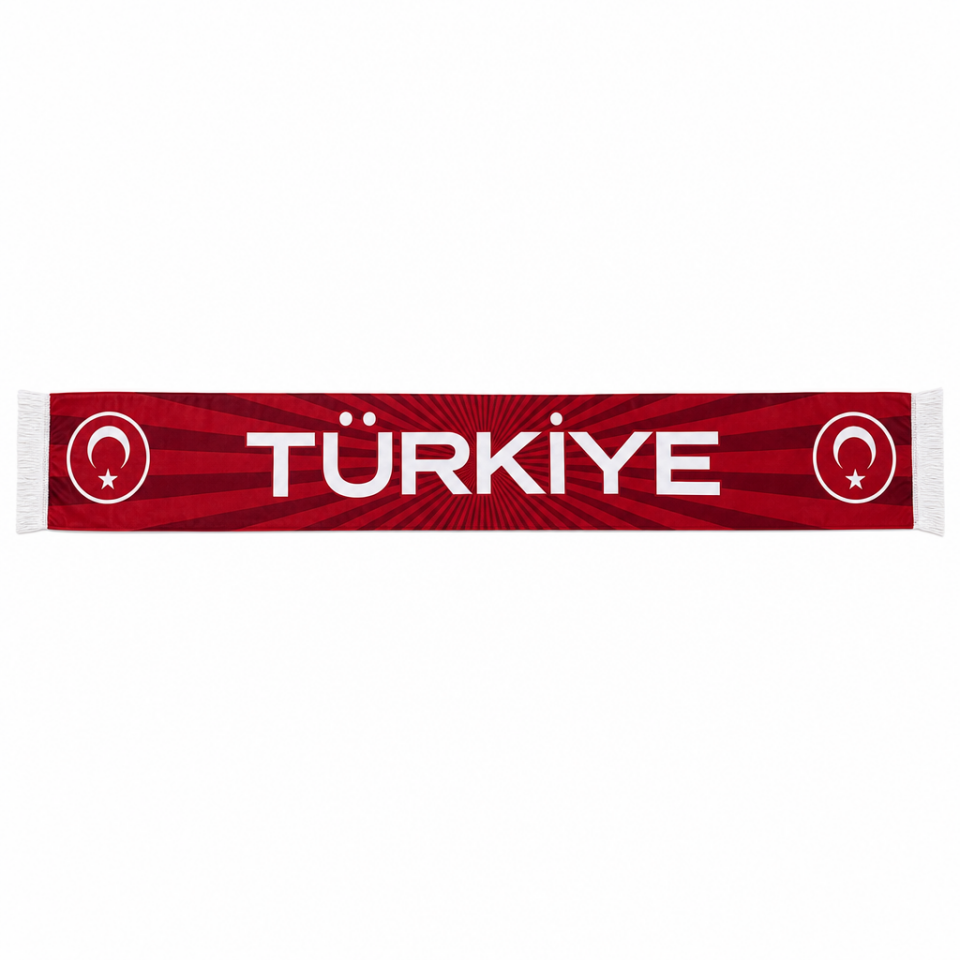 Türkiye Milli Takım Çizgili  Taraftar Atkısı - Kırmızı
