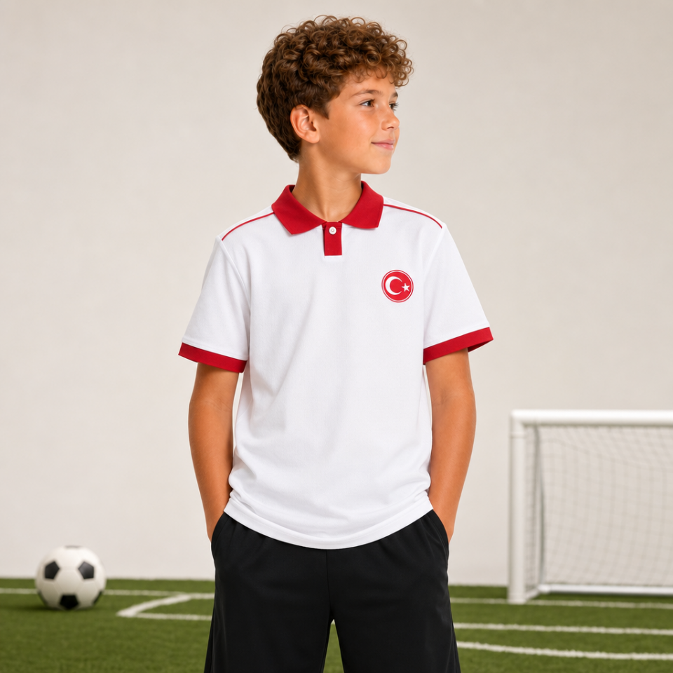 POLO DÜZ TSHIRT ÇOCUK-Beyaz M