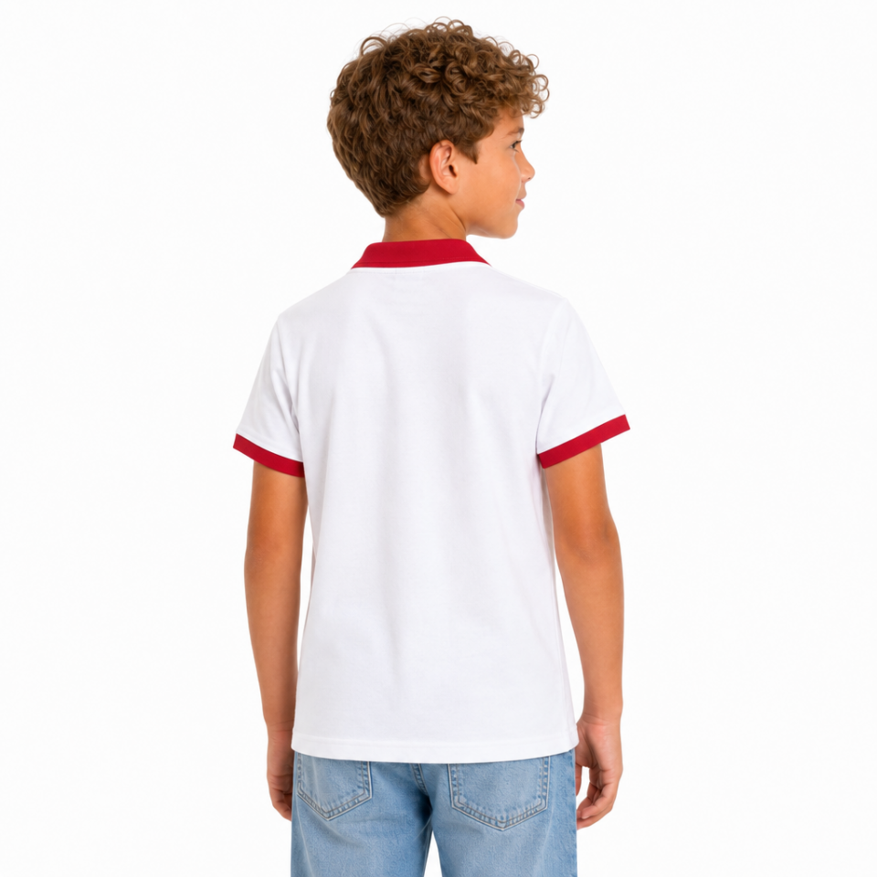 POLO DÜZ TSHIRT ÇOCUK-Beyaz L