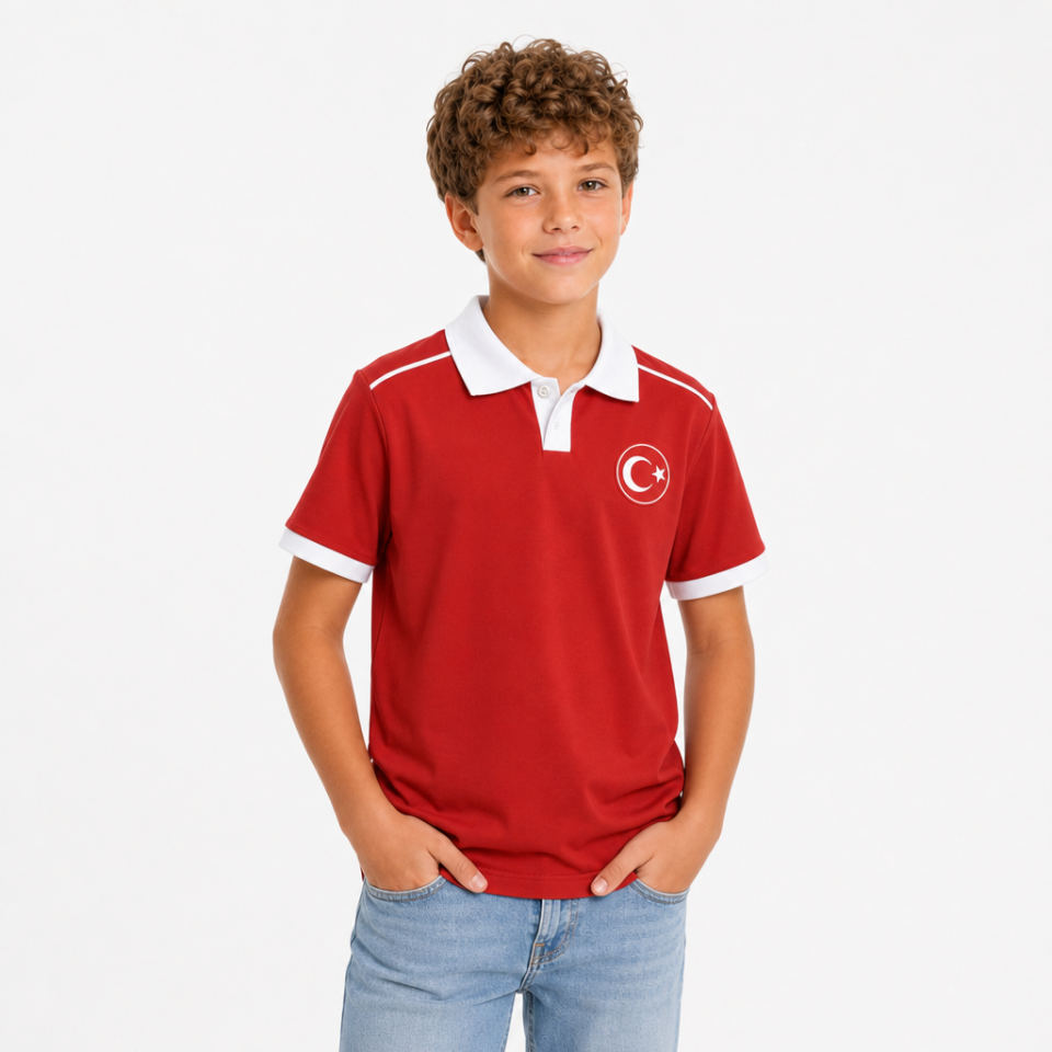 POLO DÜZ TSHIRT ÇOCUK-Kırmızı M