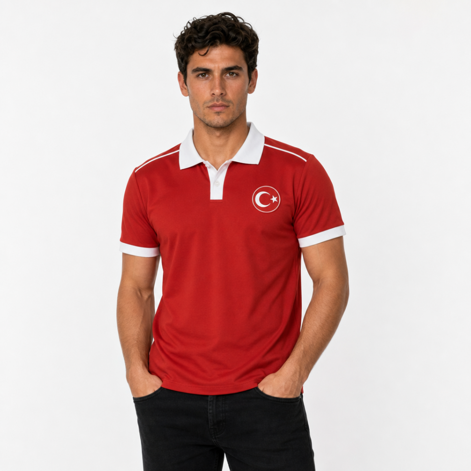 POLO DÜZ TSHIRT YETİŞKİN-Kırmızı L